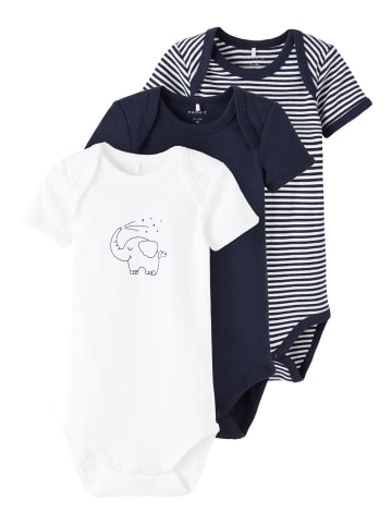 name it Baby kurzarm Body im 3er Pack mit Elefanten Motiv Dark Sapphire 62