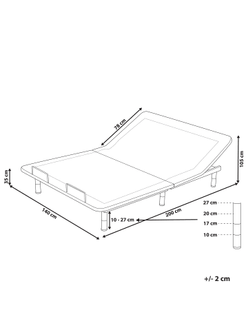 Beliani Elektrisch verstellbarer Lattenrost BRUNOY in Grau/Schwarz