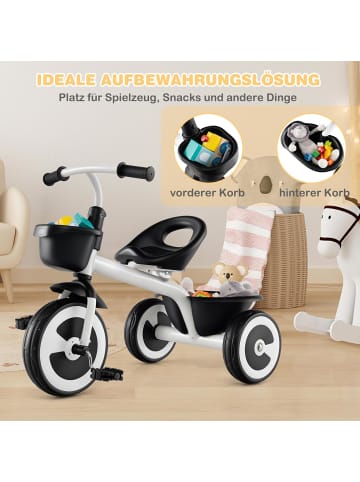 COSTWAY Laufrad 3-Rad mit 2 Körben 18 Monaten-5 Jahren in Weiß