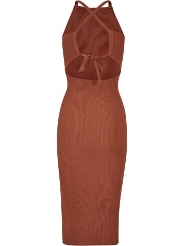Urban Classics Urban Classics Damen Ladies Midi Rib Knit Crossed Back Dress in terracotta