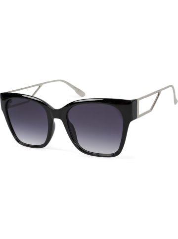 styleBREAKER Sonnenbrille in Schwarz-Silber / Grau Verlauf
