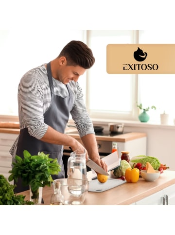 Exitoso EXITOSO Schneidebrett aus PP-Material & Weizenstroh - mit Saftrille & Griff