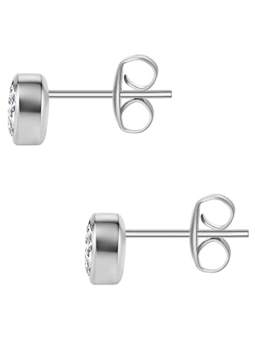 Glanzstücke München Ohrstecker Herz aus Edelstahl mit Zirkonia in silber
