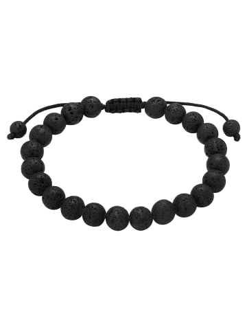 True Rebels Armband aus Edelstahl Lavastein in schwarz