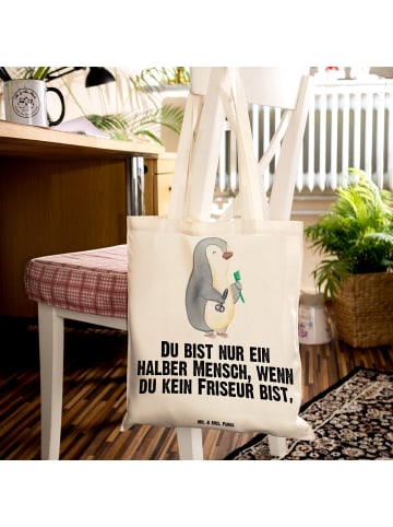 Mr. & Mrs. Panda Tasche Friseur Herz mit Spruch in Creme