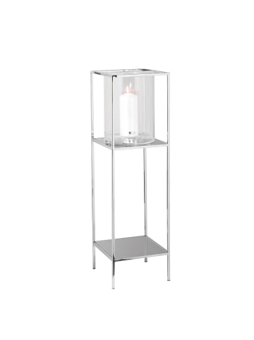 Fink Windlicht "Lexa" mit Glas in Silber - H. 91 cm - B. 26 cm