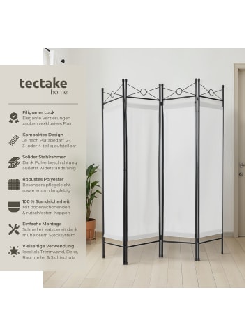 tectake Raumteiler, 160 x 2,5 x 180 cm, 4-teiliger Blickschutz, 180° klappbar