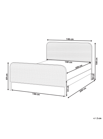 Beliani Doppelbett GONFARON in Braun - (W) 146 x (H) 108 x (L) 209 cm