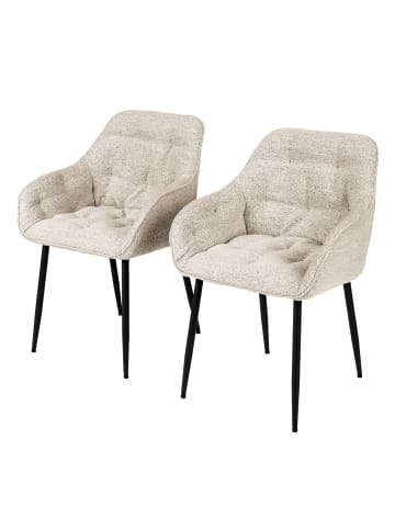 home24 home24 Armlehnenstuhl 2er-Set im modernen Stil in Beige