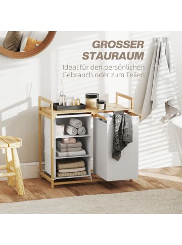 HOMCOM Wäschekorb-70L x 36B x 70H cm-Weiß