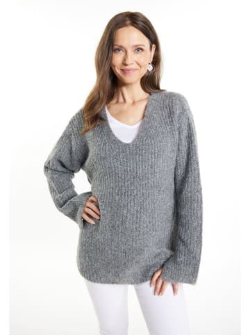 usha WHITE LABEL Damen Strick Pullover in Grau Melange