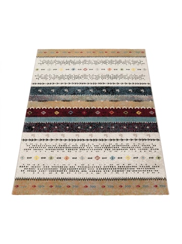 KADIMA DESIGN Teppich Kurzflor Ethno-Streifen Wohnzimmer schmutzabweisend in Beige