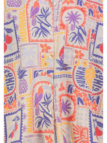 Eight2Nine Kurzarm Bluse Knopfleiste Rundhalsausschnitt in Beige