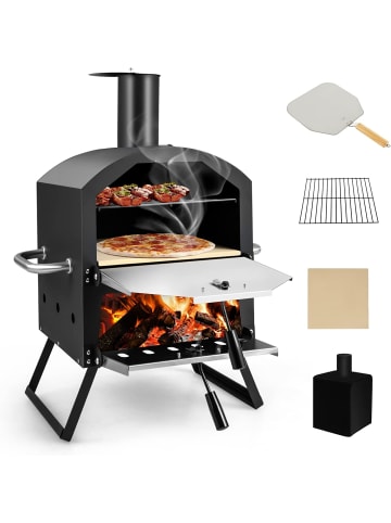 COSTWAY Pizzaofen Outdoor in Schwarz