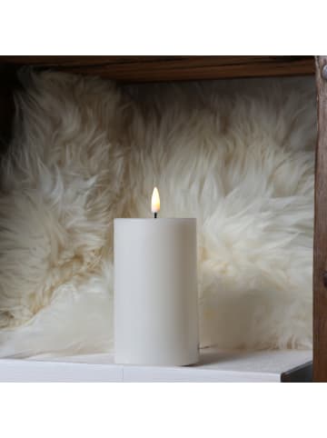 MARELIDA LED Kerze Mia Echtwachs flackernd H: 12,5cm D: 7,5cm in creme