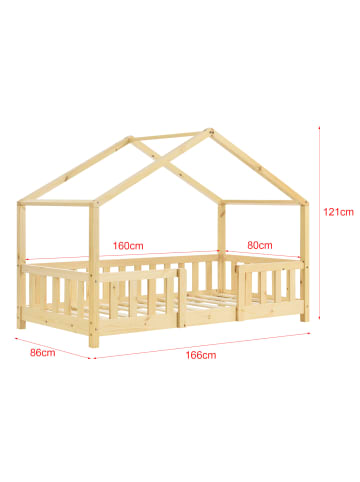 en.casa Kinderbett Treviolo mit Matratze in Beige (L)160cm (B)80cm