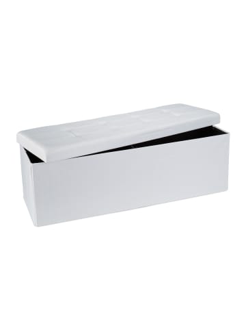 relaxdays Faltbare Sitzbank in Weiß - (B)114 x (H)38 x (T)38 cm