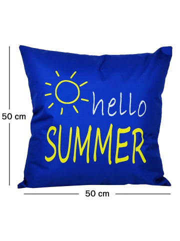 JACK 1x Outdoor Kissenhülle Motiv 50x50cm hello Summer in Blau