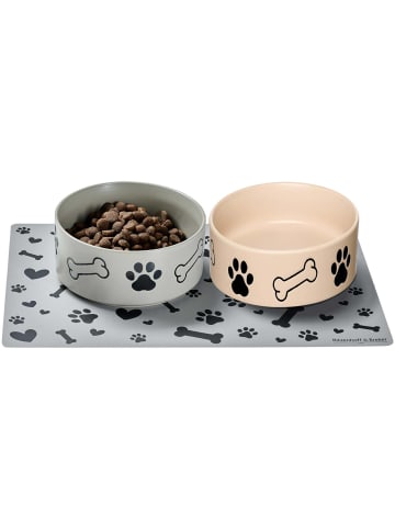 Ritzenhoff & Breker 3er Set Futternapf-Set Mika Dog 1,4 l in beige-grau