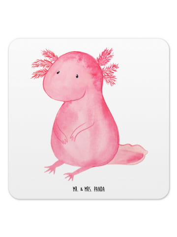 Mr. & Mrs. Panda Glasuntersetzer Axolotl Niedlich ohne Spruch in Weiß