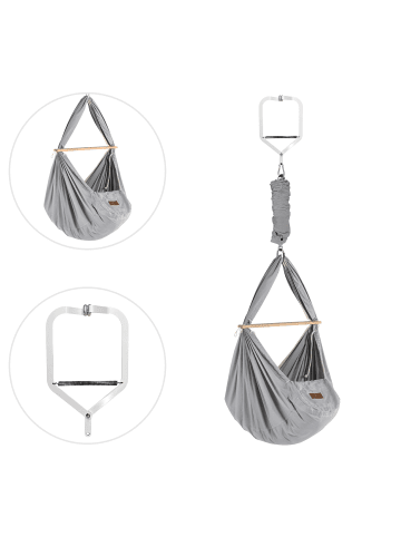 Schmusewolke Federwiege mit Türklammer Bio Grey Weiß Schafwolle