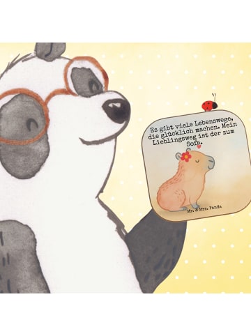 Glas-Untersetzer Capybara Blume Design mit Spruch in Weiß
