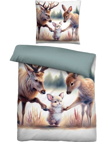 Biberna Fein Biber Wendebettwäsche in beige-braun