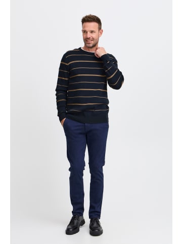 FQ1924 Strickpullover FQKYLE reversed strip crewneck neck in Dunkelblau