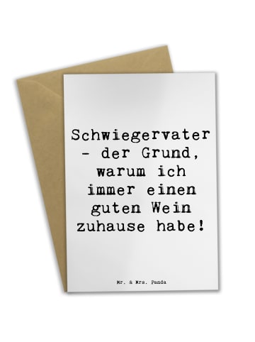 Mr. & Mrs. Panda Grußkarte Schwiegervater Weinliebhaber mit Spruch in Weiß