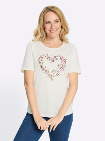 Sieh an! Rundhals-Shirt in ecru-braun-bedruckt