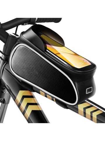Wisam® Wasserdichte Fahrradtasche für Smartphones bis 6,5'' in Schwarz