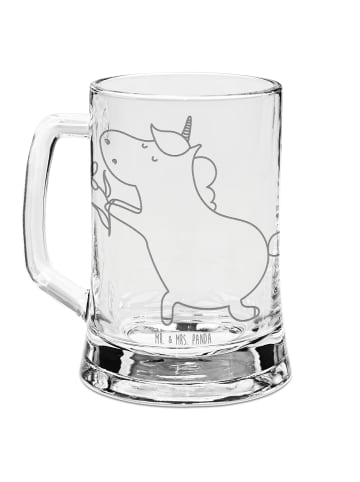Mr. & Mrs. Panda Gravur Bierkrug Einhorn Blume ohne Spruch in Transparent