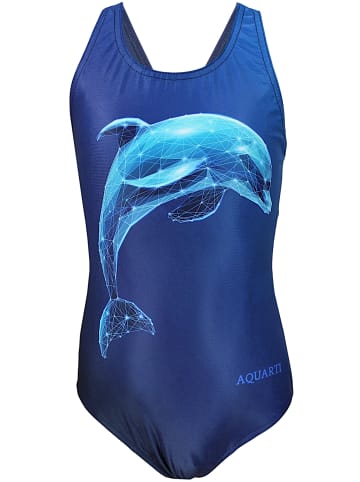 Aquarti Mädchen Badeanzug Chlorresistent Muscleback Wassersport in blau Modell 1