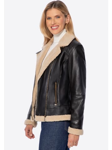 Wittchen Damen Lederjacke mit Kunstfellbesatz in Brown