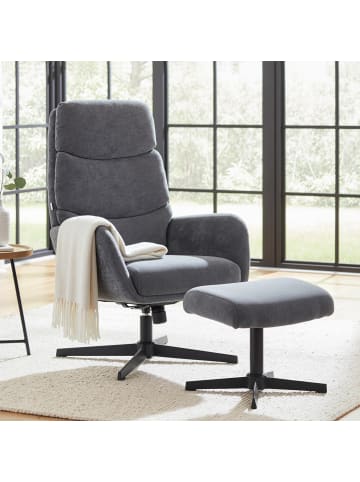 HOMCOM Relaxsessel mit Hocker in Grau 75L x 66B x 99H cm