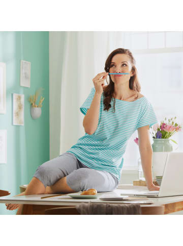 REDBEST Single-Jersey Schlafanzug in mint/hellgrau