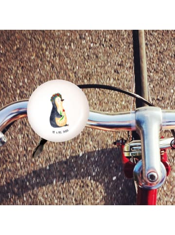 Mr. & Mrs. Panda Fahrradklingel Pinguin Blumen ohne Spruch in Weiß