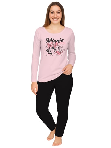 Disney Disney Minnie Mouse Schlafanzug Pyjama Set Langarm Oberteil in schwarz/rosa