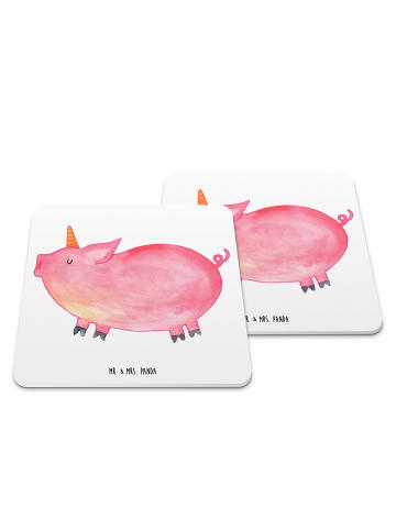 Mr. & Mrs. Panda Coaster Einhorn Schwein ohne Spruch in Weiß