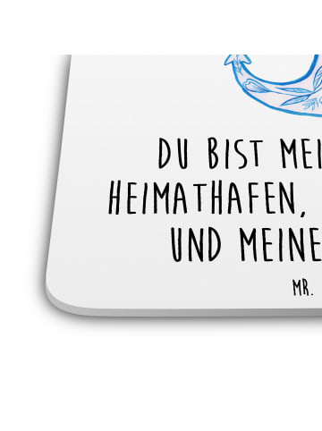 Mr. & Mrs. Panda Bierdeckel Anker Blau mit Spruch in Weiß