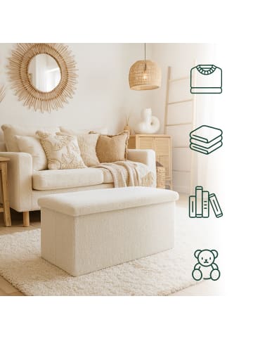 relaxdays Sitzbank in Weiß - (B)76 x (H)38 x (T)38 cm