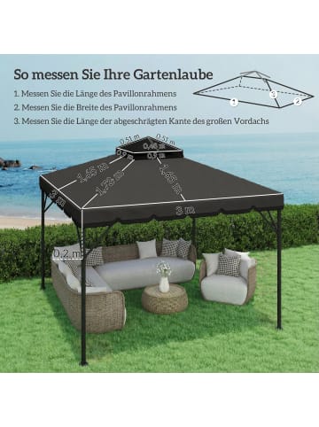 Outsunny Pavillon Ersatzdach in Hellgrau & Dunkelgrau 300L x 300B x 1H cm