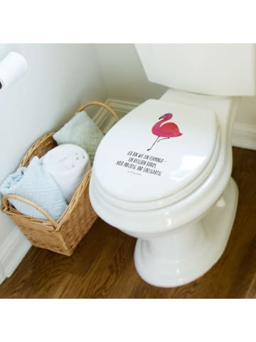 Mr. & Mrs. Panda Toilettendeckel Flamingo Classic mit Spruch in Weiß