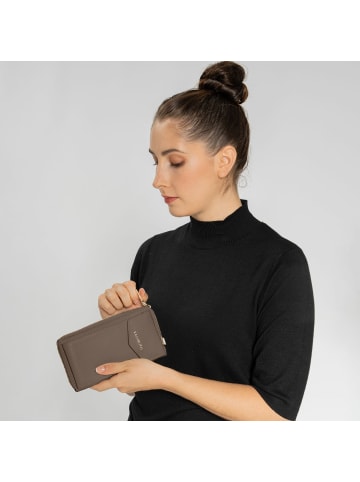 Lazarotti Bologna Leather Zip-Around Geldbörse Handytasche Leder 19 cm in taupe
