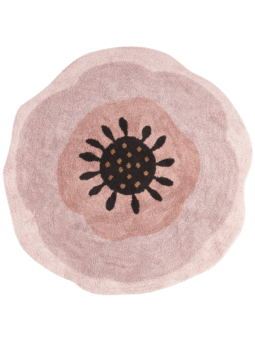 Beliani Kurzflor KHARAT in Rosa/Schwarz - (W) 140 x (L) 140 cm