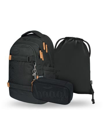 BAAGL 3-tlg. Set: Schulrucksack Skate max in Schwarz Darkness