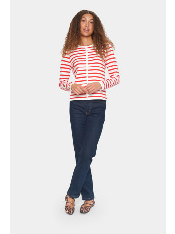 SAINT TROPEZ Strickjacke MilaSZ Gerade Passform in Ice and f. scarlet stripe