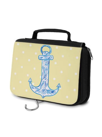 Mr. & Mrs. Panda Schminktasche Anker Blau ohne Spruch in Gelb Pastell