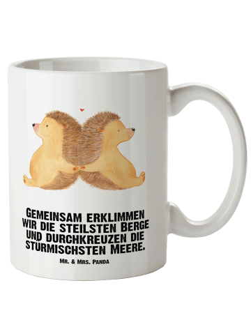 Mr. & Mrs. Panda XL Tasse Igel händchenhaltend mit Spruch in Weiß
