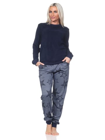 NORMANN Frottee Schlafanzug langarm Bündchen Sterne - 87126 in marine